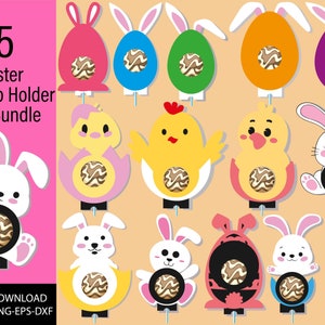 Easter Lollipop Holder SVG, Easter Lollipop Holder Cut File, Candy Holder Svg, Bunny Egg Holder, Animal Candy Holder Svg, Kids Craft File.