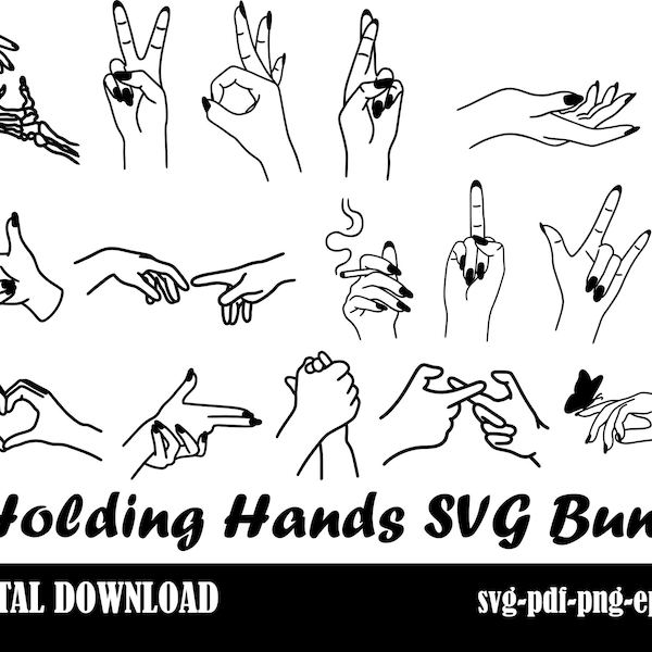 Holding Hands SVG, Pinky Hold, Love, SVG Cut File, Customize With Your Own Text, Add Names & Dates, Instant Download, Love Hands Design