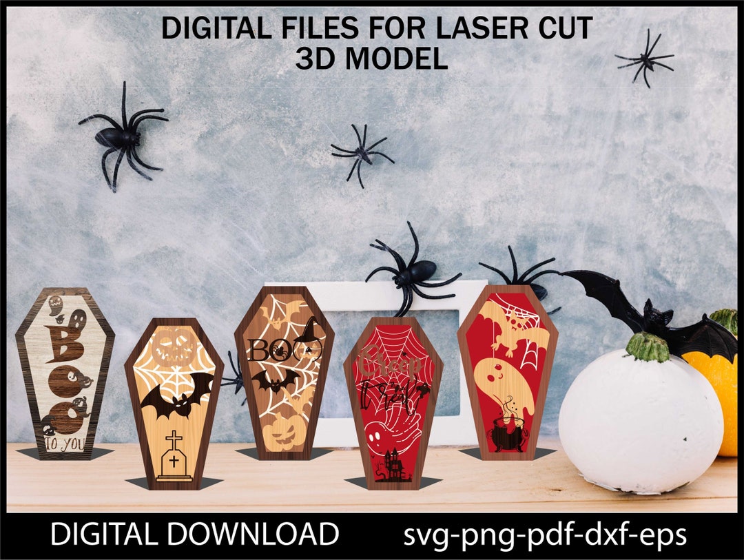 COFFIN HALLOWEEN Svg Laser Cut File Bundle and 3d Laser Cut Models ...