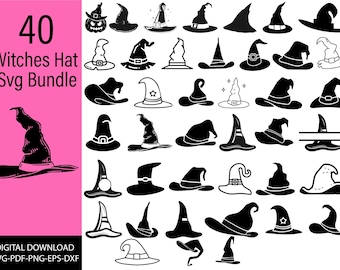 Witch Hat SVG Bundle, Witch Hat PNG, Witch Clipart, Witch Hat SVG Cricut, Witch Hat Silhouette