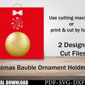 8cm/3.15" diameter Christmas Bauble Ornament holder packaging Cricut SVG Silhouette Studio DXF, Files, Cut Files, Instant Download 2 designs