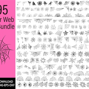 Spider Web SVG Bundle, Spider Web PNG Bundle, Spider Web Clipart, Halloween Svg Cut Files for Cricut, Spider Web Silhouette, Cobweb Svg