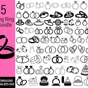 結婚指輪 SVG バンドル、結婚指輪クリップアート、結婚指輪 SVG Cricut、ダイヤモンド リング Svg、婚約指輪 Svg、指輪 PNG