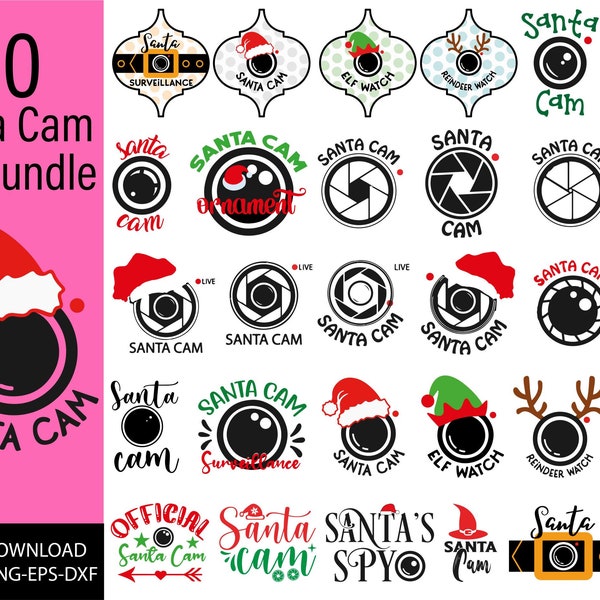 Santa Cam Svg Bundle, Santa Cam Svg, Elf Cam Svg, Reindeer Cam Svg, Santa Cam Surveillance Svg, Santa Watch Svg, Santa Elf Cam Svg