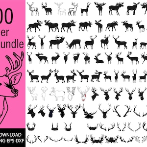 Hirsch SVG Bundle, Hirsch PNG Bundle, Hirsch Clipart, Hirsch SVG Schnittdateien Cricut, Hirsch Silhouette, Elch SVG, Hirschgeweih, Hörner SVG