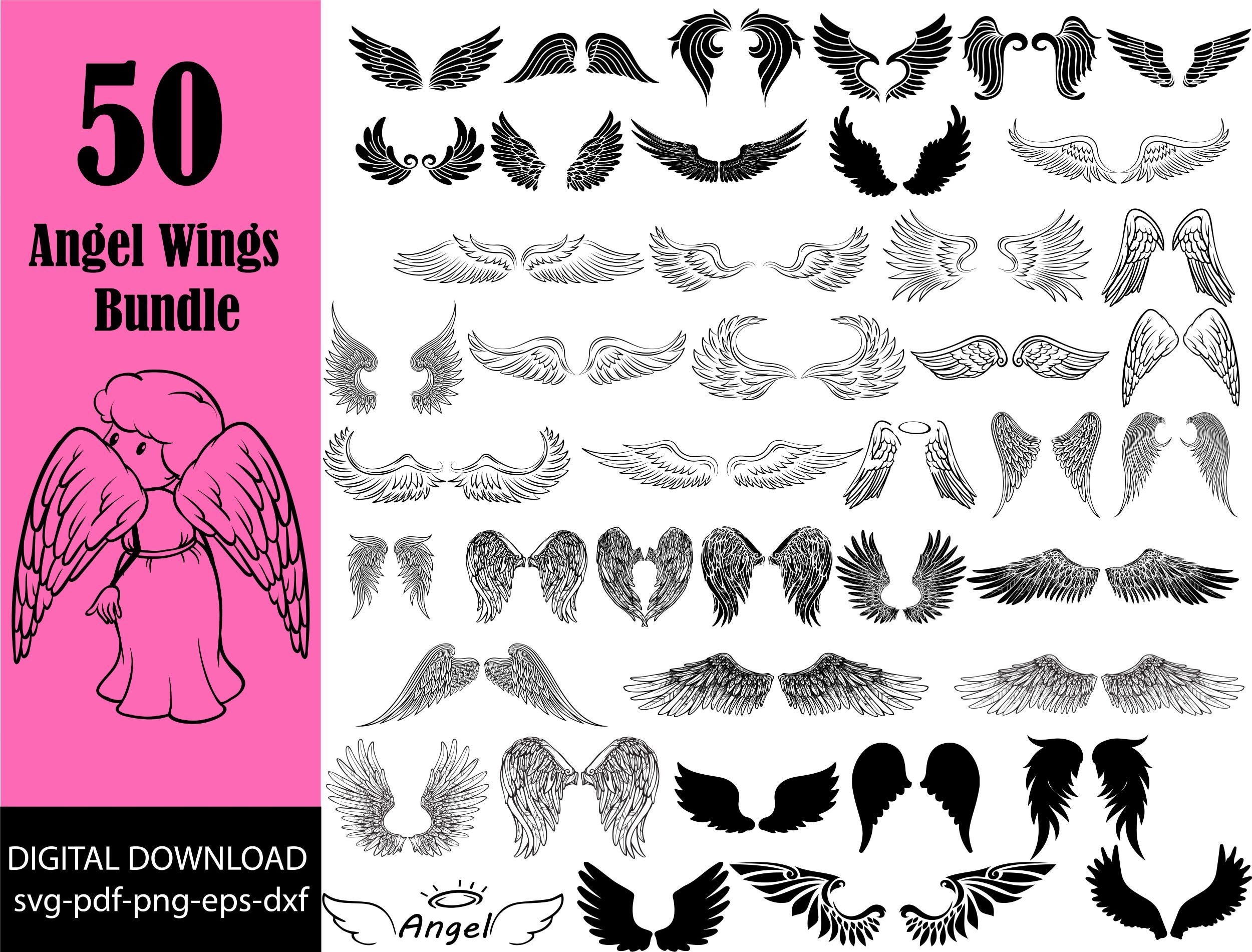 Bundle Angel Wings Svg, Angel Svg, Wings Svg, Angel Wings Clip Art, Angel  Wings Cut File, Svg Files for Cricut, Wings Outline SVG Bundle Dxf 
