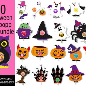 Halloween Lollipop Holder SVG, Layered Lollipop Holder Cutting File, Halloween Trick or Treat DIY Candy Holder, Cute Spooky Decor Kids Treat