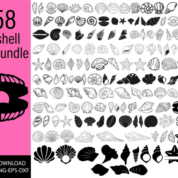 Seashell SVG Bundle, Seashell PNG Bundle, Seashell Clipart, Seashell SVG Cut File pour Cricut, Seashell Silhouette, Sea world svg, Shell svg