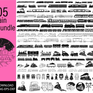 Pacote SVG de trem, pacote PNG de trem, clipart de trem, arquivos de corte SVG de trem para Cricut, Locomotive Svg, Choo Choo Train Svg, Steam Engine Svg
