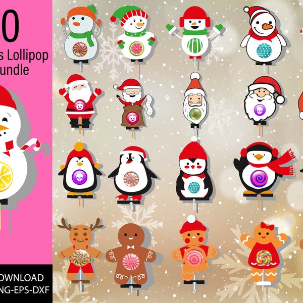 Christmas Lollipop Holder SVG, Reindeer Lollipop Holder Cut File, Candy Holder Svg, Christmas Tree Ornaments, Santa Candy Holder