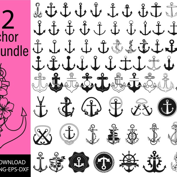 Anchor SVG Bundle, Split Anchor Rope SVG, Anchor Frame SVG, Anchor ClipArt, Monogram Anchor Svg, Wheel Svg, Boat Anchor Svg, Silhouette