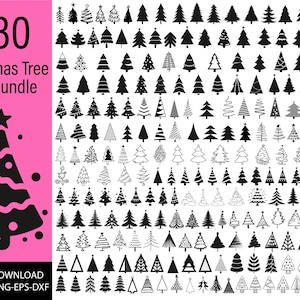 Pacchetto PNG albero di Natale SVG DXF, albero di pino in formato SVG, Natale in formato SVG, pino disegnato a mano in formato SVG, ornamenti per l'albero di Natale, orecchini dell'albero di Natale in formato SVG