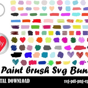 Farbe Pinselstrich Svg Bündel von Hand gezeichnet, Schlüsselanhänger Svg Png, Pinselstrich Svg Png, Splatter Svg, Pinsel Svg, Hintergrund Svg Png Clipart