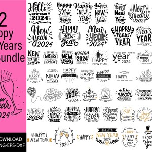 Happy New Year SVG Bundle, New Year SVG, New Year Shirt, New Year Outfit svg, Hand Lettered SVG, New Year Sublimation, Cut File Cricut