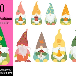 Automne Gnome SVG, Automne svg, Citrouille svg, Automne svg, Thanksgiving Svg, Gnome svg, Gnome clipart, Dxf, Png, Fichiers coupés Cricut