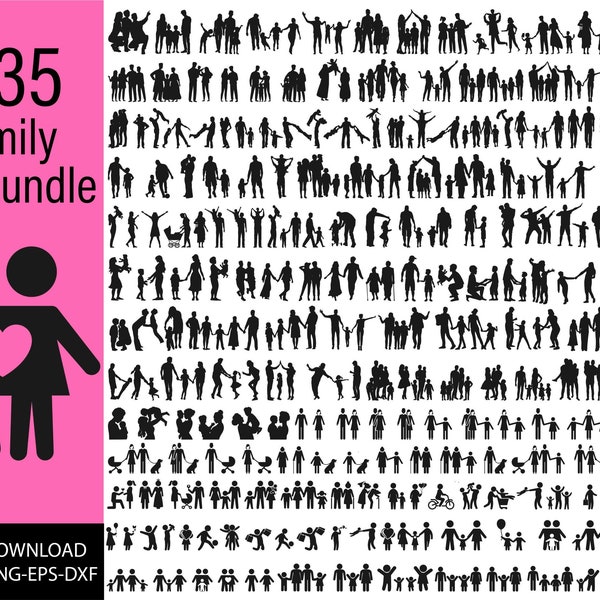 Family SVG PNG Bundle, Family Clipart, Father's Day svg, Father and Kids svg, Family Silhouette, Family SVG Cut Files for Cricut