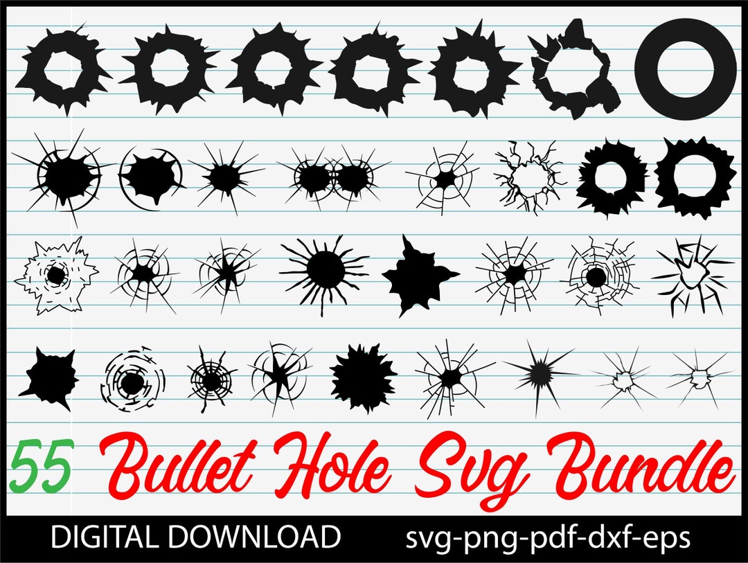 Bullet Hole SVG Bundle Bullet Hole PNG Bundle Bullet Hole - Etsy