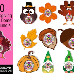 Turkey Candy Dome SVG, Candy Ornaments SVG, Thanksgiving Party Favor, Fall Gift, Turkey Candy Holder, Paper Ornament, Cricut, Silhouette