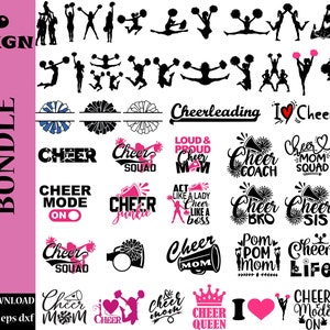50 cheerleader svg Big Bundle, cheerleading svg bundle, cheer svg, cheerleader silhouette svg, cheerleader Png files, Instant download