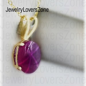 Pink Star Ruby Pendant, Star Gemstone Pendant, Lindy Star Pendant, 6 Rays Star, 925 sterling Silver, Valentine Day Gifts