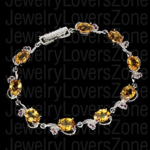 Dainty Golden Topaz Bracelet in 925 Silver Bracelet, Tennis Bracelet, Yellow Gemstone Bracelet, Wedding Gift, Gift For her