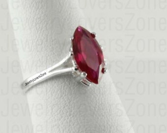 Verlovingsring rode robijn ring dames robijn ring in 925 sterlingzilver marquise geslepen stenen ring
