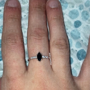 Black Onyx Diamond Ring, Marquise Cut Black Onyx Engagement Ring,925 Silver 14k Rose Gold Ring, Engagement Ring, Gift For Her, Vintage Ring