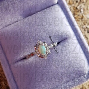 Ring Opal Oval - Versprechen Ring - Weißer Opal - Feueropal Ring - Oktober Geburtsstein - Geburtstagsgeschenk - Gft für Sie