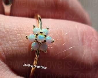 Dainty Opal Ring, Opal Stacking Ring, White Opal 14k Gold Opal Ring, Sterling Silver Opal Ring, Delicate Opal Ring, Bridesmaid Gift