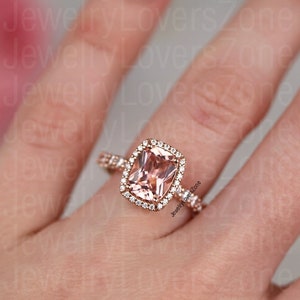 Ring Vintage Morganite- 14k Rose Gold Ring- Engagement Promise Ring-Cushion Morganite Ring- Pink Gemstone- Anniversary Birthday Gift For Her