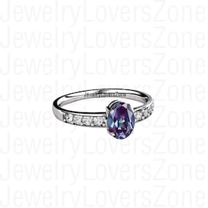 Silver Alexandrite Ring - Women Alexandrite Ring - Promise Ring - Engagement Ring- June Birthstone - Anniversary- Gift For Her