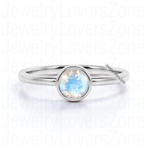 Moonstone Ring, Sterling Silver Ring, Wanderlust Ring Tiny Rainbow Moonstone Ring For Women