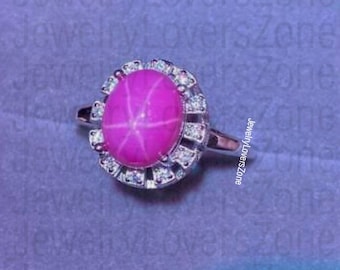 Dainty Pink Star Ring Lindy Star Ring 925 Sterling Silver Ruby Star Ring for Women