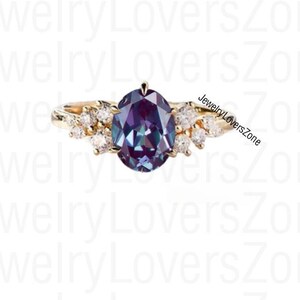 Anillo de Alejandrita de oro de 14 quilates Anillo de alejandrita Anillo de compromiso de alejandrita Anillo de marquesa Anillo único de piedras preciosas Anillo de bodas