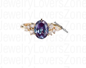 14K Gold Alexandrite Ring Alexandrite Ring Alexandrite Engagement Ring Moissanite Ring Marquise Ring Unique Ring Gemstone Ring Wedding Ring