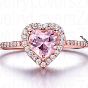 Vintage Heart Shaped Morganite Ring- 14K Rose Gold Vermeil Ring- Morganite Engagement Ring- Promise Ring- Anniversary Birthday Gift For Her