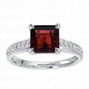 Genuine Gemstone Ring, Garnet Ring, Natural Garnet Ring, January Birthstone Ring, 925 Sterling Silver Ring, Gift For Her