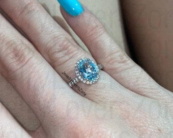 Vintage Silver Aquamarine Ring, Silver Vermeil Ring, Engagement Promise Ring Anniversary Birthday Gift For Her, March Birthstone Ring