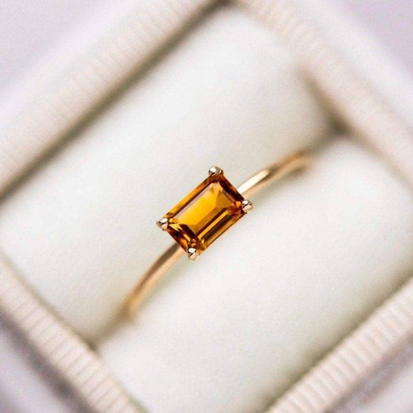 Ring Genuine Yellow Topaz-November Birthstone Ring-Yellow Gemstone-Golden Topaz Ring-24k Gold Plated Ring-Golden TOPAZ Jewelry Ring