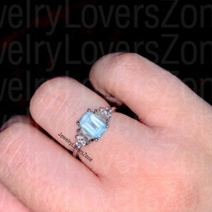 Ring Aquamarine, 925 Sterling Silver, Engagement Ring, Lab Aquamarine, Silver Ring, March Birthstone, Promise Ring, Engagement Ring