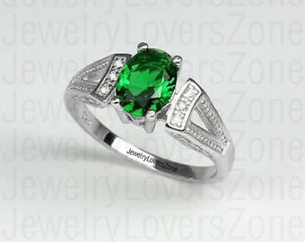 Anillo de compromiso esmeralda Anillo de plata esmeralda vintage Anillo de esmeralda antiguo Anillo de esmeralda Anillo de esmeralda Anillo de boda Anillo de promesa Plata