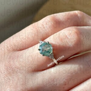 Vintage Moss Agate  Ring- Natural Moss Agate - Silver Vermeil Ring- Engagement Ring - Promise Ring- Anniversary Gift For Her