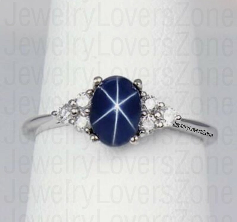 Vintage Lindy Star Sapphire Ring 6 Ray Star Ring Genuine Blue Star