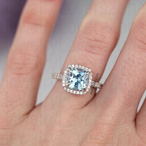 Minimalist Aquamarine Ring Sterling Silver Ring- March Birthstone- Aquamarine Engagement Ring- Promise Ring-Anniversary Gift For Her