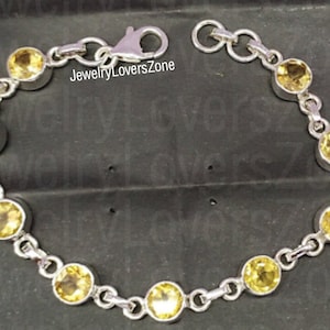 Vintage Handmade Yellow Topaz Bracelet-Tennis Golden Topaz Bracelet-925 Silver Bracelet-Topaz Bracelet-Golden Topaz Bracelet