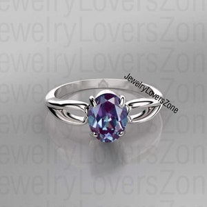 Vintage Alexandrite Ring - Teal/Purple Alexandrite -Sterling Silver - Engagement Ring - June Birthstone- Gift For Her