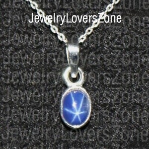 Women&#39;s Blue Star Sapphire Pendant, 925 Sterling Silver Pendant, Lindy Star Necklace, Anniversary Pendant