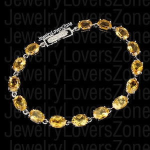 Pulsera de piedras preciosas amarillas Pulsera de topacio de oro de tenis 925 Pulsera de plata Pulsera de topacio de oro Pulsera de topacio amarillo única