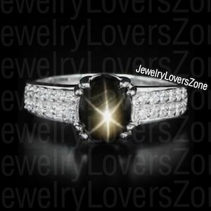 Genuine Vintage Lindy Black Star Ring for Women Black Star Ring in 925 Sterling Silver