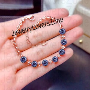 Dainty Alexandrite Bracelet-Engagement Bracelet-Color Changing Gemstone-Sterling Silver Bracelet-Colors Changing Bracelet-June Birthstone